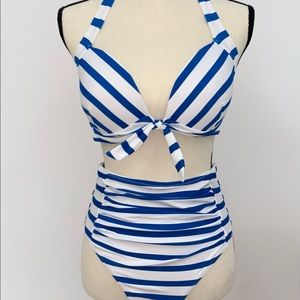 NWT Cupshe 50s Vintage Style Bikini Ruched High Waisted Size M